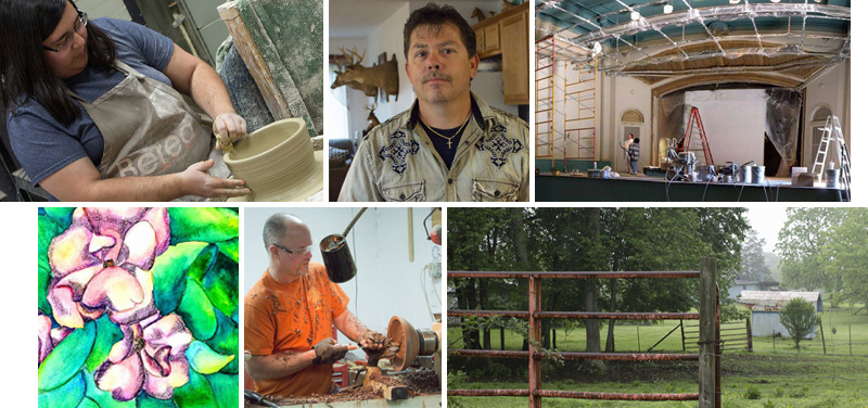 A collage of people and sights in Kentucky.