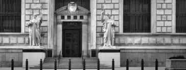 The front entrance of the Federal Reserve Bank of Cleveland.