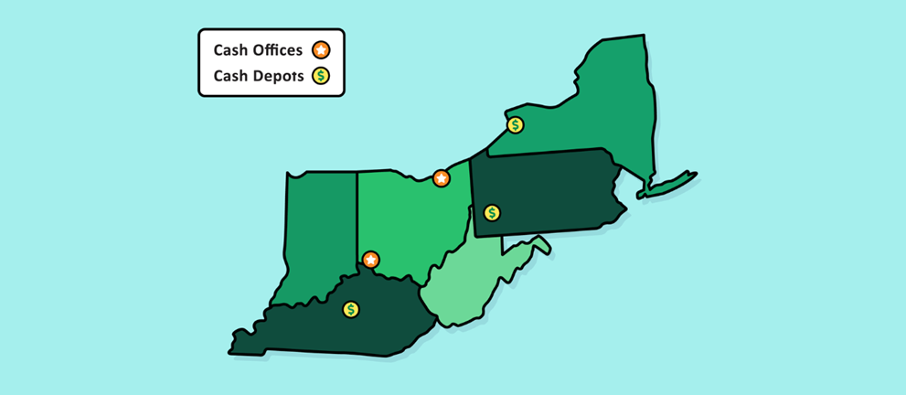 Image with map of Fourth District Cash locations.
