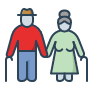 A graphic of an elderly couple.