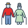 A graphic of an elderly couple.