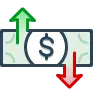 A graphic of a US dollar with up and down arrows.
