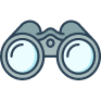 A graphic of binoculars.