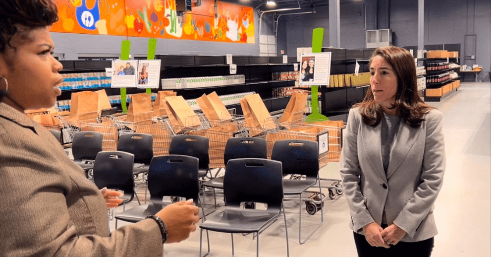 President Hammack in the CRC's food market with Tiffany Scruggs, the CRC’s executive director (December 4, 2024)