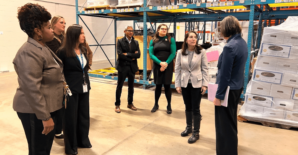 Hammack tours the CRC's food-storage warehouse (December 4, 2024)