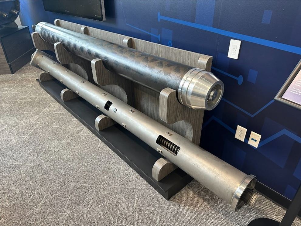 Metal pipes on display