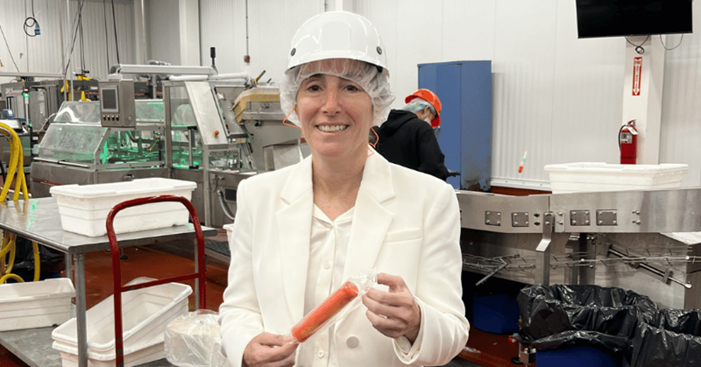 President Hammack enjoys a Monster Pop, fresh off the packaging line.