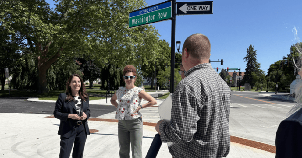 Hammack learns about downtown Sandusky’s history and ongoing developments from Tom Horsman, communications manager for the City of Sandusky.
