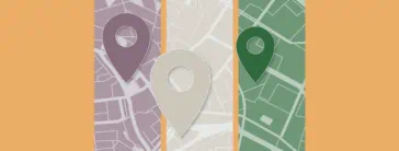 A graphic of a map with three pins.