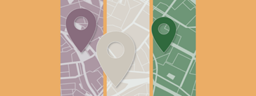 A graphic of a map with three pins.