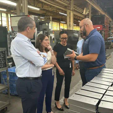 Hammack and Federal Reserve Governor Michael Barr toured Tendon Manufacturing Inc. in Bedford, Ohio