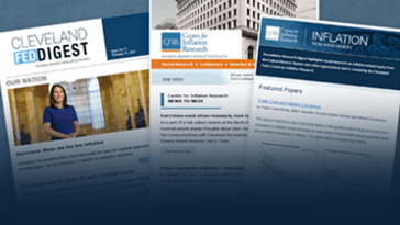 A collage of emails sent by the Federal Reserve Bank of Cleveland.