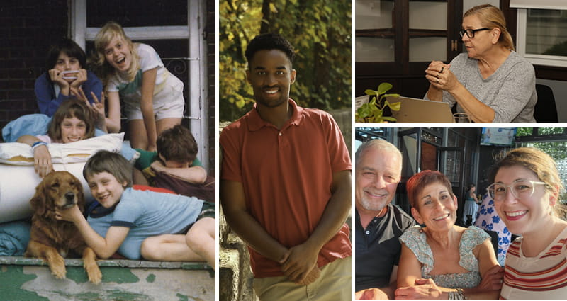 A collage of people and families.