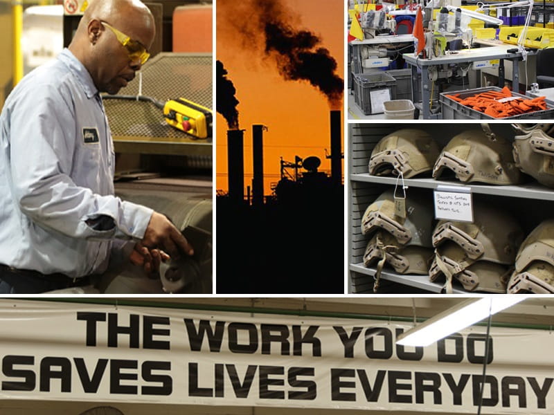 A collage of manufacturing-themed images.