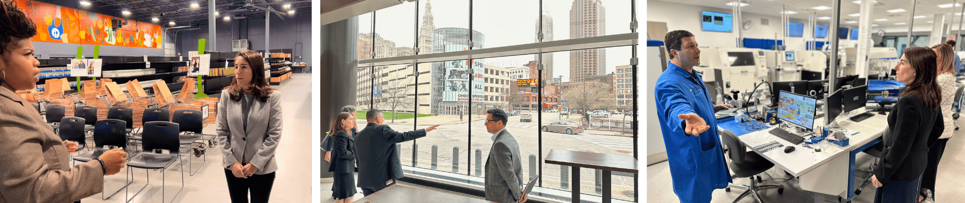 A collage of Beth Hammack visiting locations around the Fourth District.