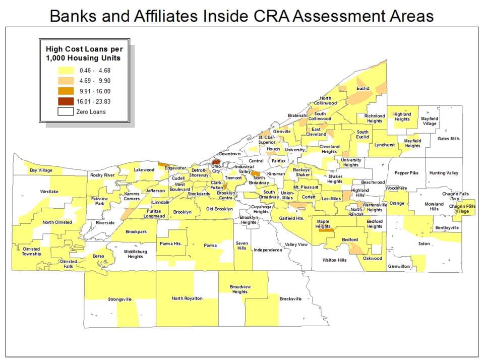 Map 1. Banks and Affiliates Inside CRA Assessment Areas