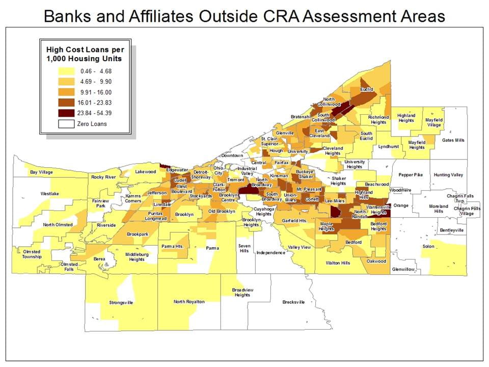 Map 2. Banks and Affiliates Outside CRA Assessment Areas