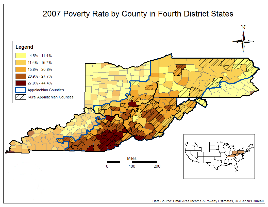 2007 Poverty Rate by County in Fourth District States