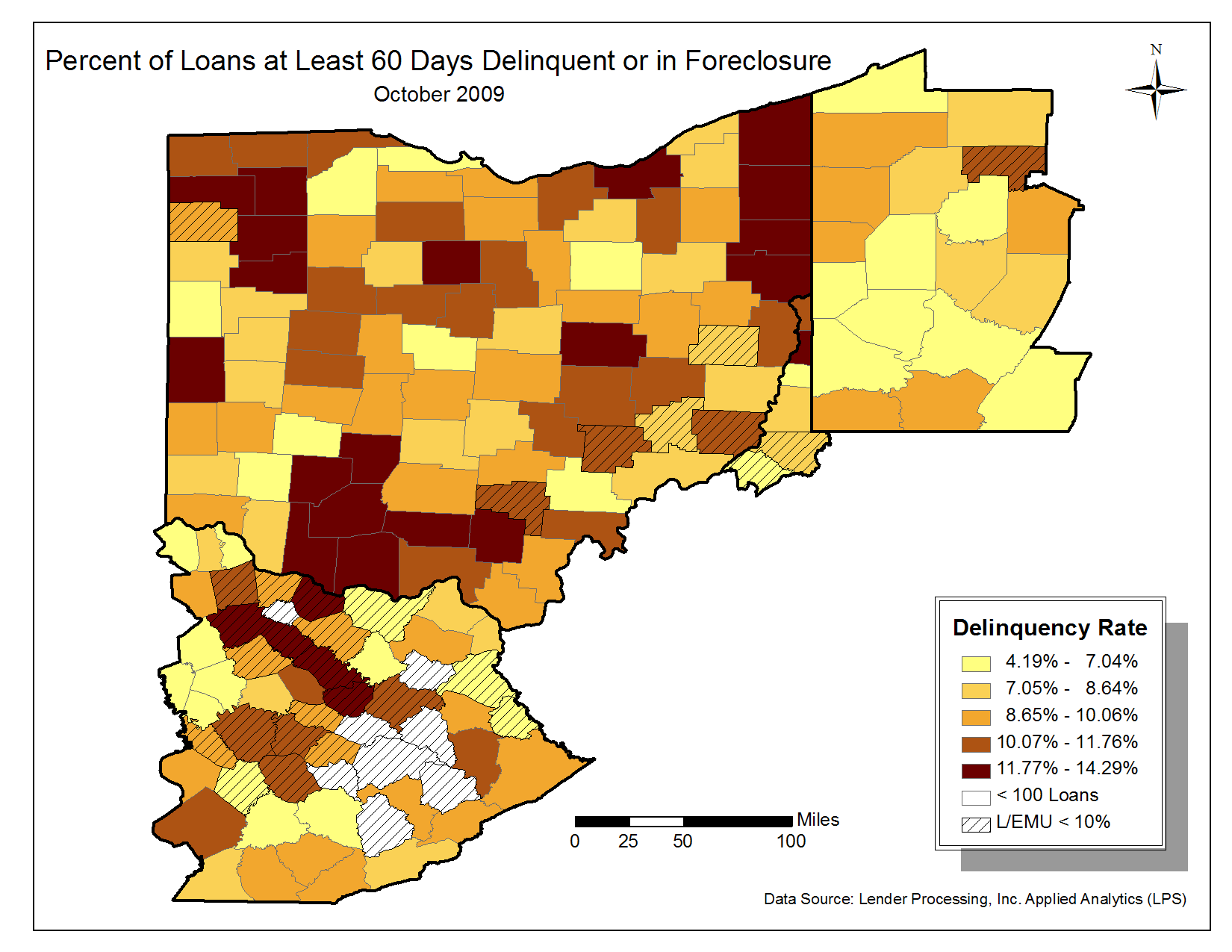 Figure 5: Percent of Loans at Least 60 Days Delinquent or in Foreclosure October 2009