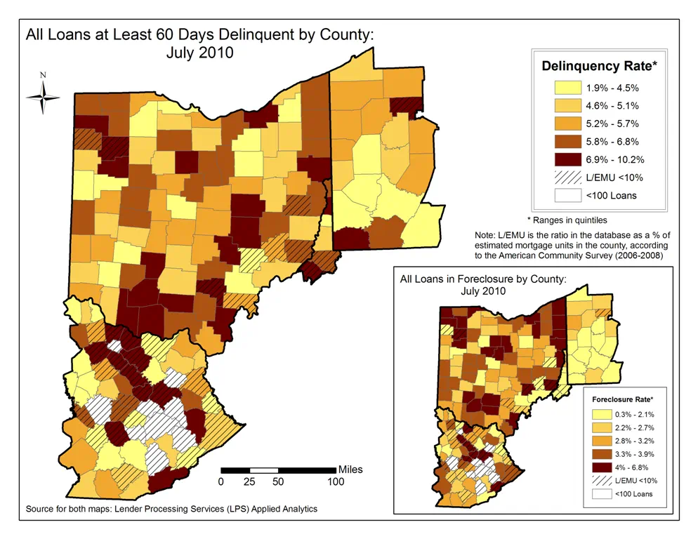 All Loans at Least 60 Days Delinquent by County July 2010