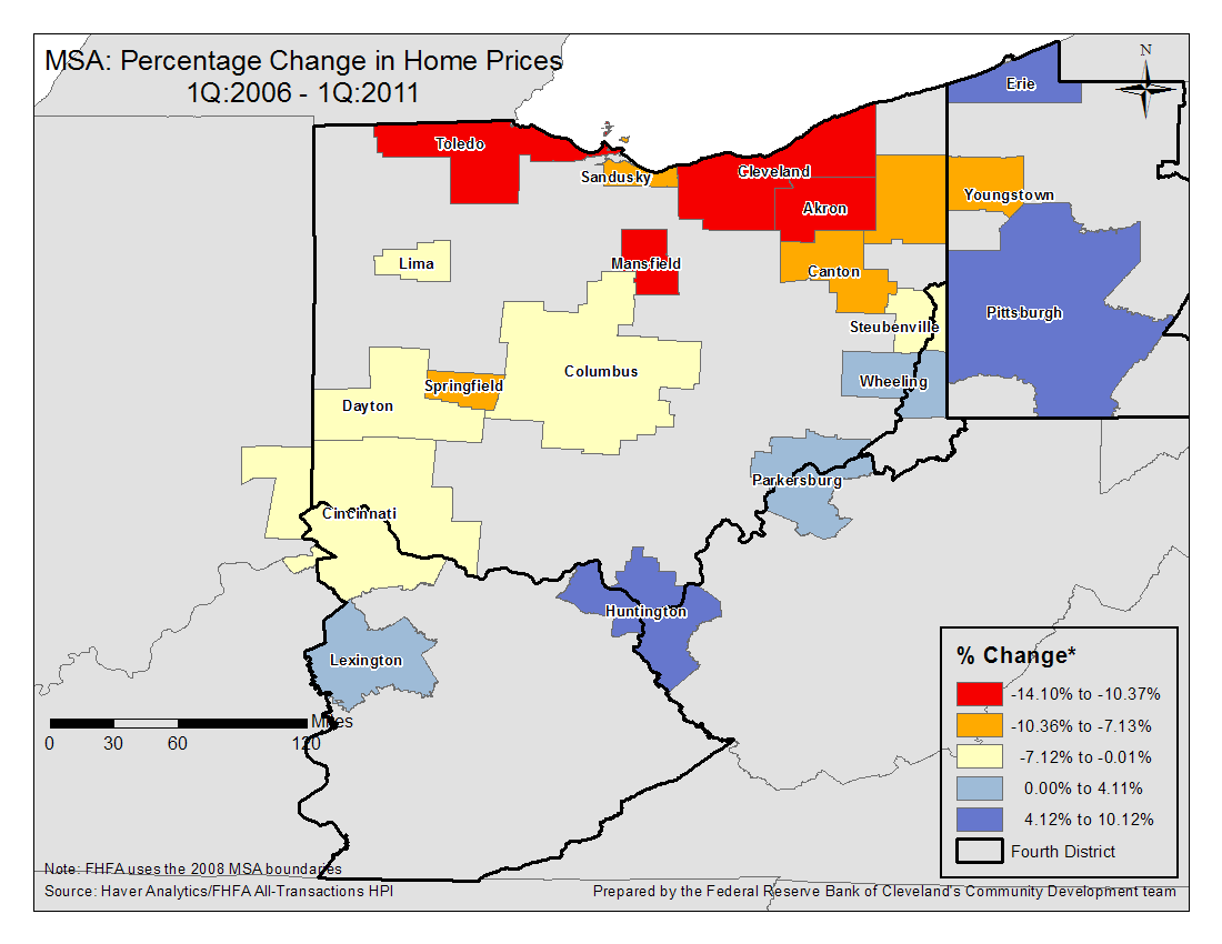 Figure 1: MSA: Percentage Change in Home Prices 1Q: 2006 - 1Q:2011