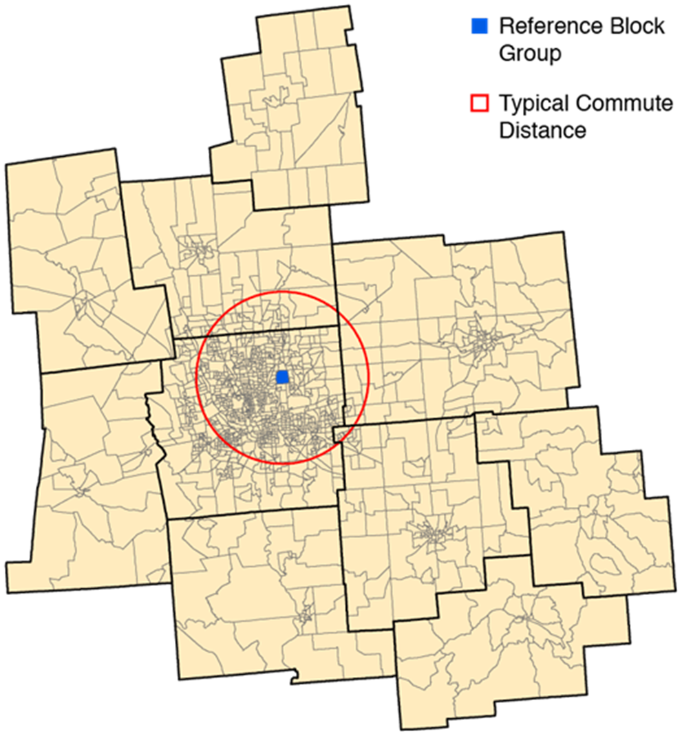 Figure 1A. Measuring Job Access in the Columbus Ohio Metro Area, 2007