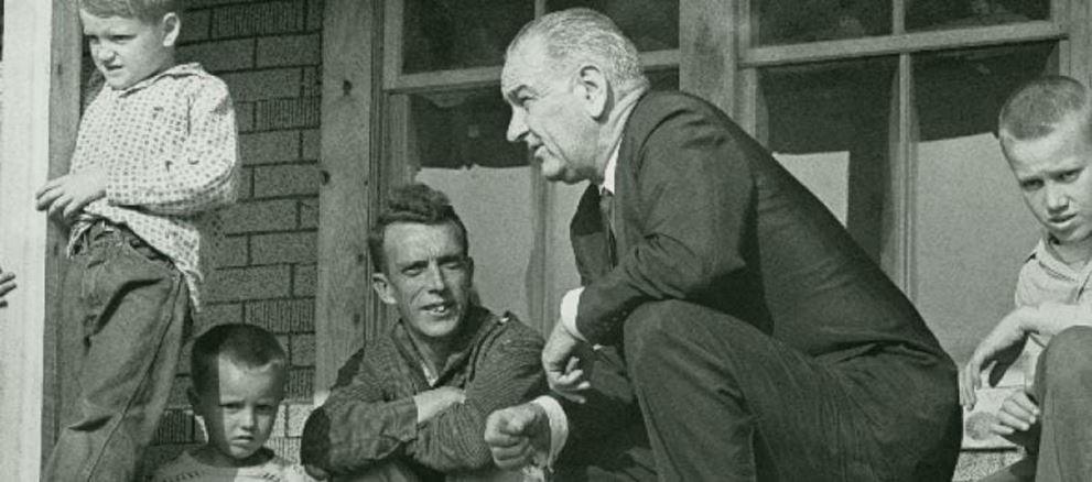 President Johnson on the porch of Tom Fletcher and family, 1964