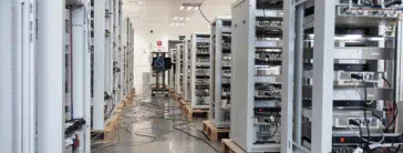 The interior of a data center.
