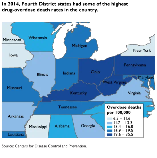 In 2014, Fourth District states had some of the highest drug-overdose death rates in the country.