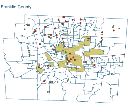 Figure 1b. Branch Openings and Closings in Four Ohio Counties (Franklin)