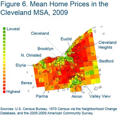 Figure 6 Mean home prices in the Cleveland MSA, 2009