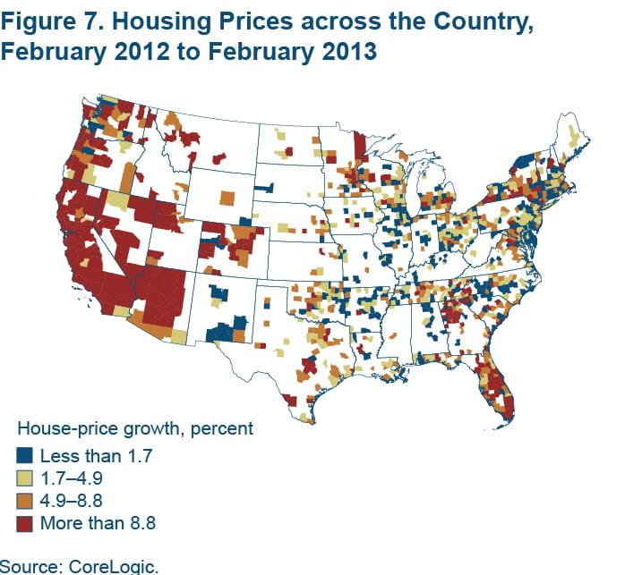 Figure 7 Housing prices across the country, February 2012 to February 2013