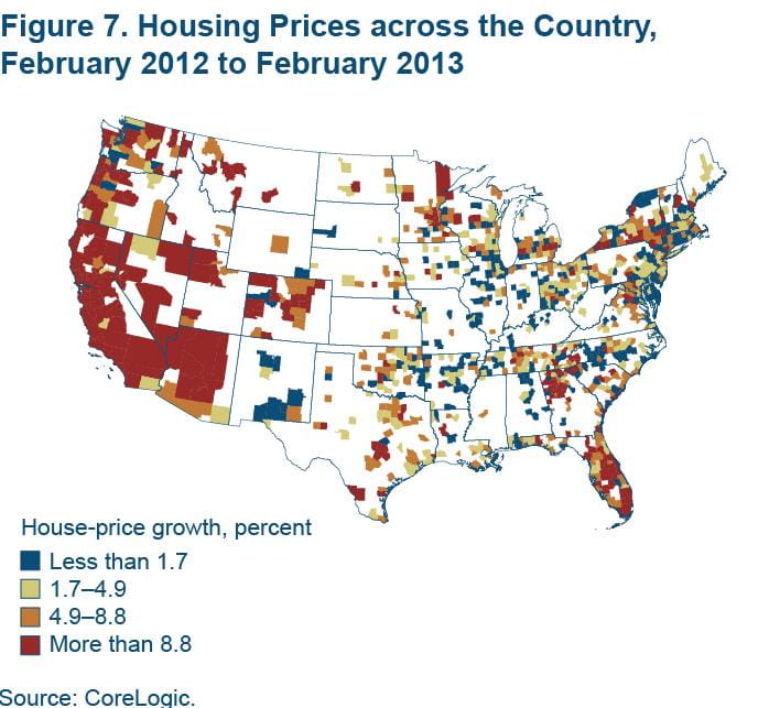 Figure 7 Housing prices across the country, February 2012 to February 2013