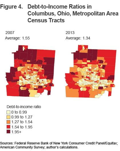 Figure 4 Debt-to-income ratios in Columbus, Ohio, Metropolitan Area census tract