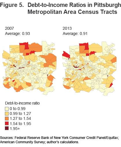 Figure 5 Debt-to-income ratios in Pittsburgh Metropolitan Area census tracts
