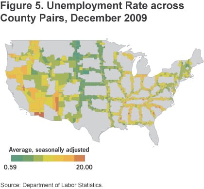 Figure 5 Unemployment rate across county pairs, December 2009