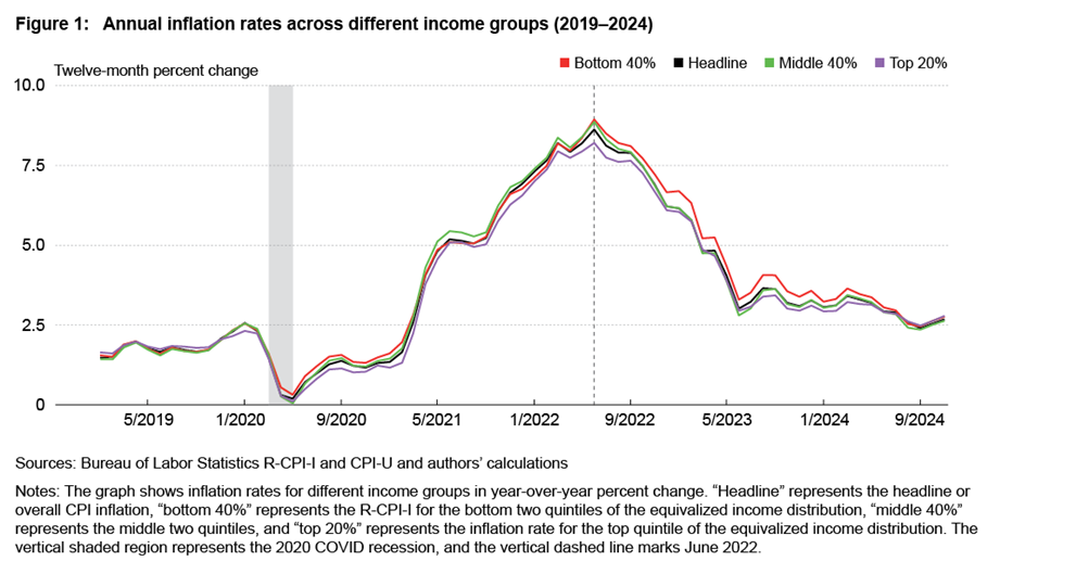 Figure 1: Annual inflation rates across different income groups (2019-2024)