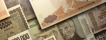 Several different types of paper currency